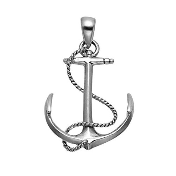 Sterling Silver Nautical Anchor Pendant - Unisex jewelry - Picture 1 of 1